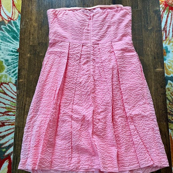 J Crew Embossed-Cotton Strapless Lorelei dress, Size 10, Bright Tulip Pi… - Picture 4 of 9